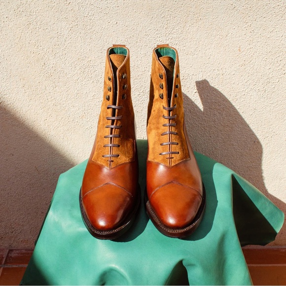 The Panuncio Bolivar Balmoral Boot in brandy colored suede/leather combo. - Picture 4 of 6